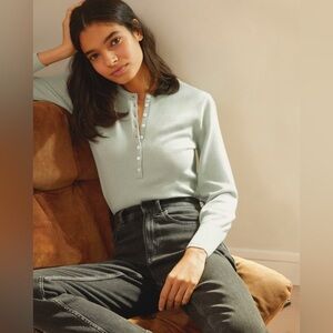 NWT Everlane The Cashmere Henley in‎ Laurel XS